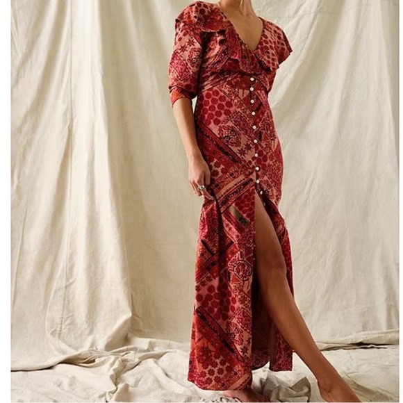 Free People Dresses & Skirts - NWT Free People Lennon Floral Ruffle Trim stunning maxi dress